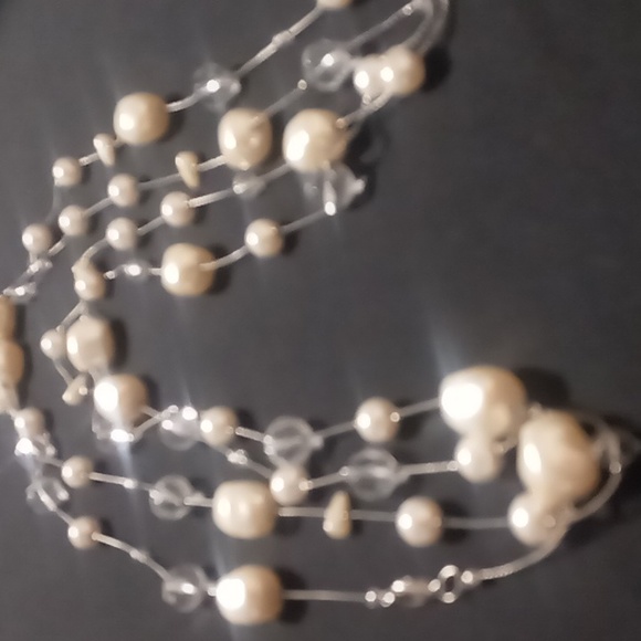 Long necklace 66 inches long or layered.silver chain with chunky beads. - Picture 3 of 8